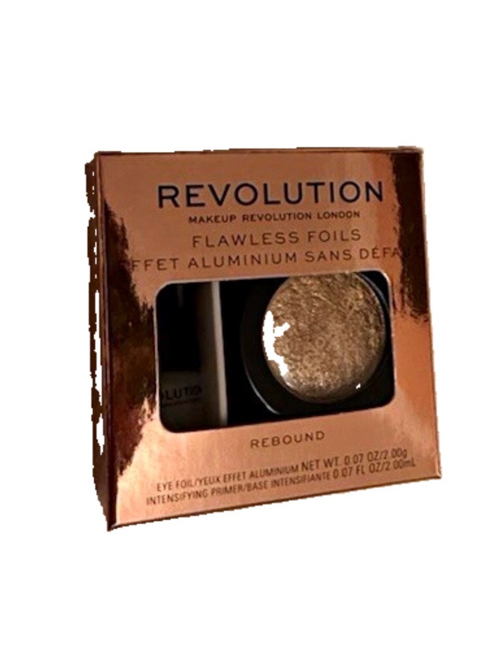 Revolution Flawless Foils Eyeshadow Single Shimmer Rebound Rose Gold + Primer